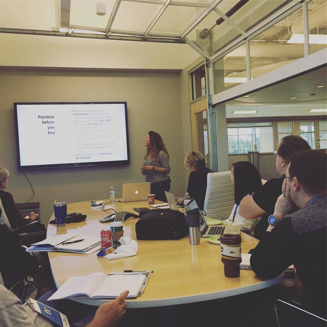 A DesignLoud team member presenting WordPress tips at WordCamp Wilmington