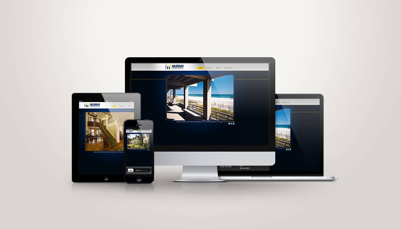 Murray Construction website designed by DesignLoud, shown on desktop, tablet and mobile
