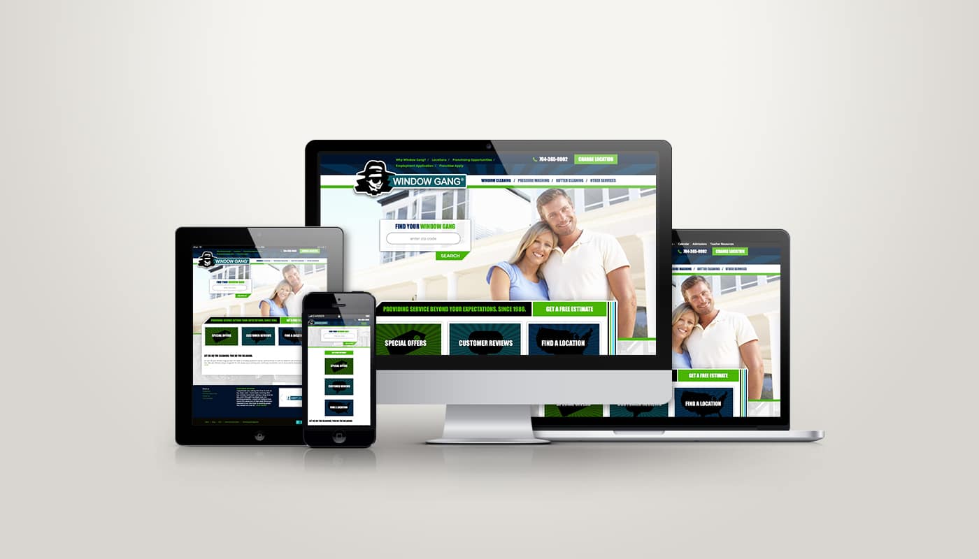 Window Gang website designed by DesignLoud, shown on desktop, tablet and mobile