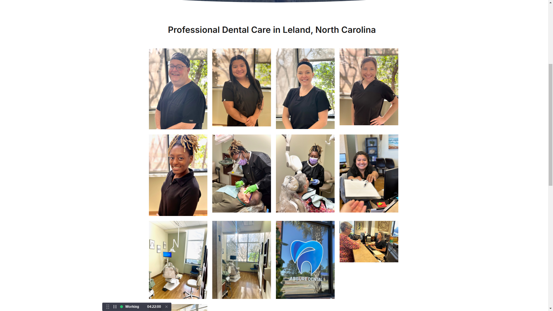 Assure Dental website photo gallery of the team and office in Leland, NC