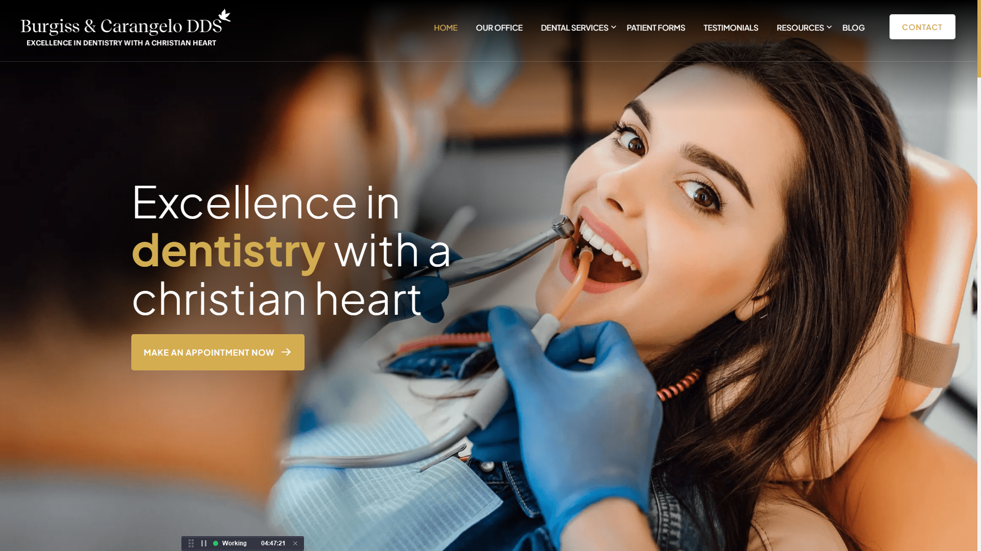 Burgiss & Carangelo DDS website homepage hero section