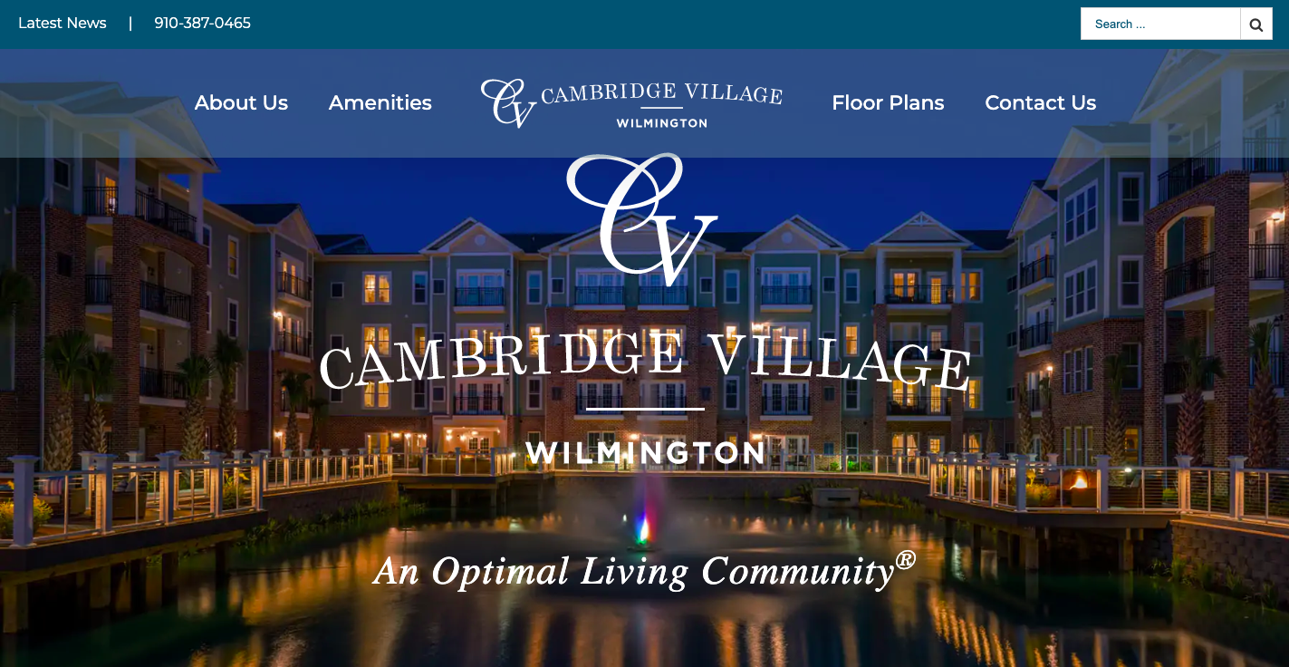 Cambridge Village Wilmington website homepage designed by DesignLoud