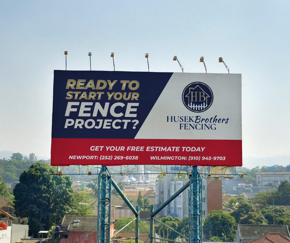 Husek Brothers Fencing billboard mockup designed by DesignLoud
