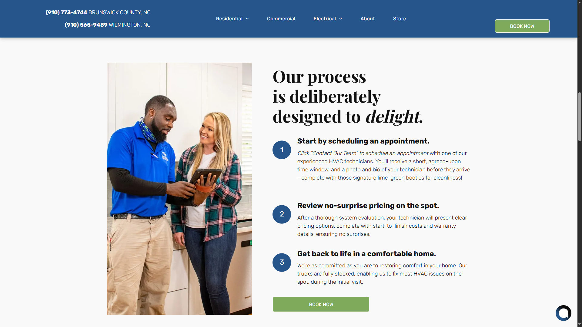 Salt Air website section explaining its three-step service process